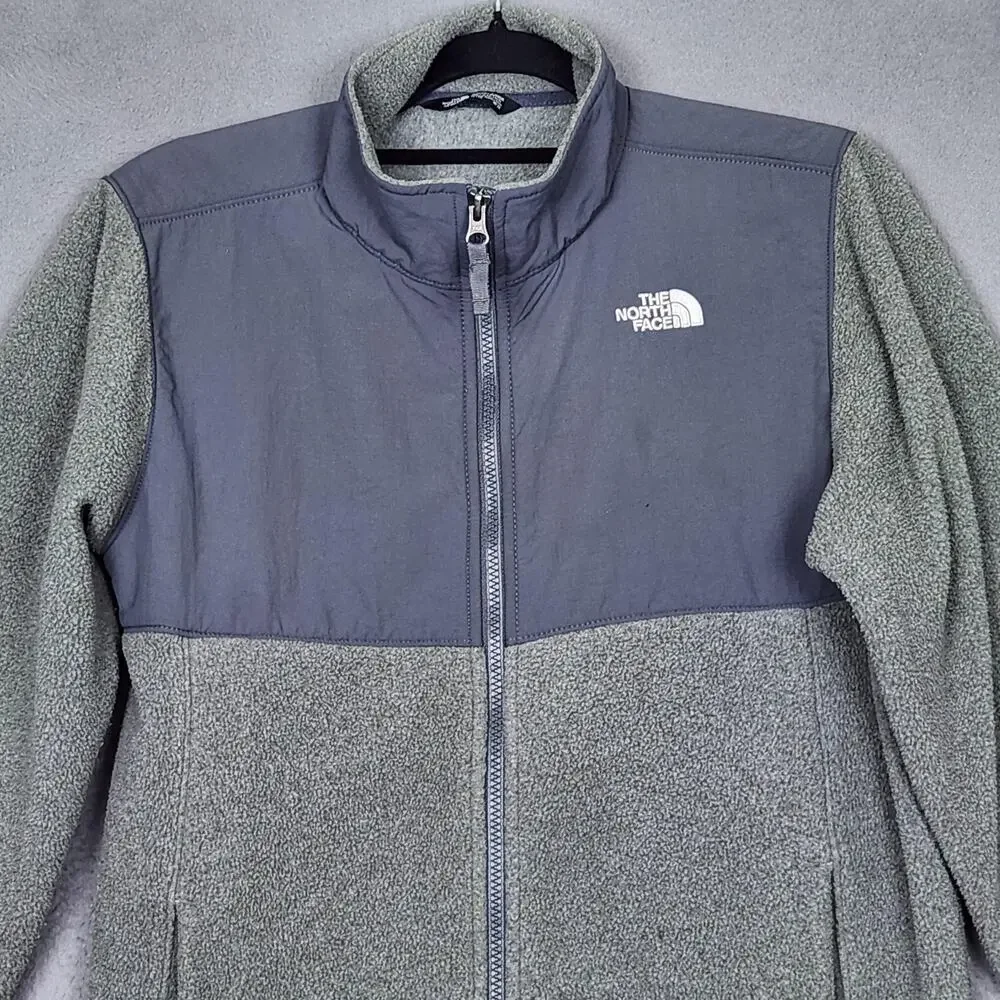 NORTH FACE Jacket Youth XL 18/20 Gray Full Zip Fleece Outdoor Layer NF0A4P9Q DYY